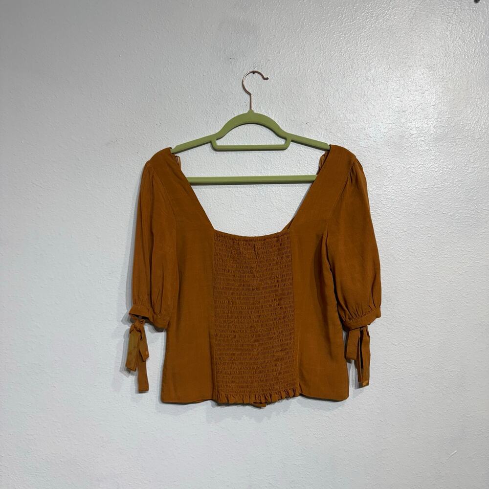 Socialite Terracotta Puff Sleeve Crop Blouse Sz S - Picture 8 of 9
